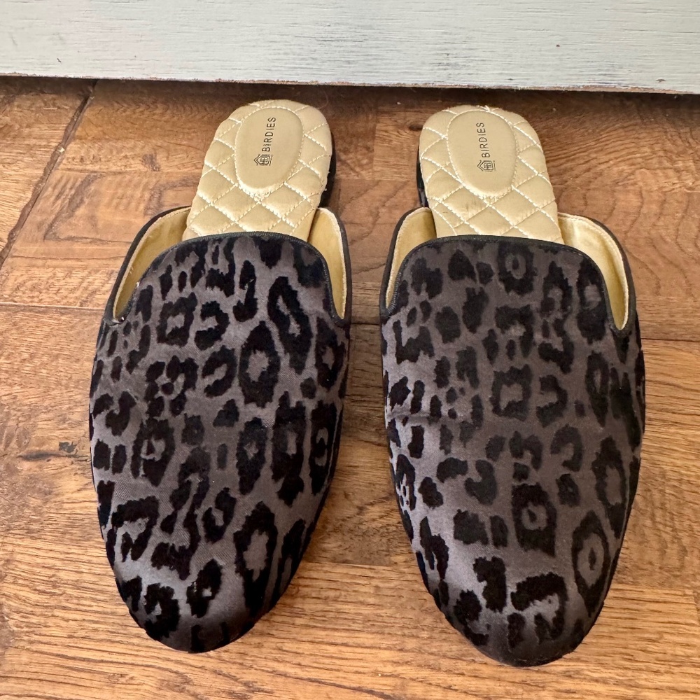 Birdies Phoebe Mule Black Leopard Print Women's Size 9 M
